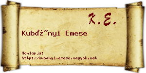 Kubányi Emese névjegykártya